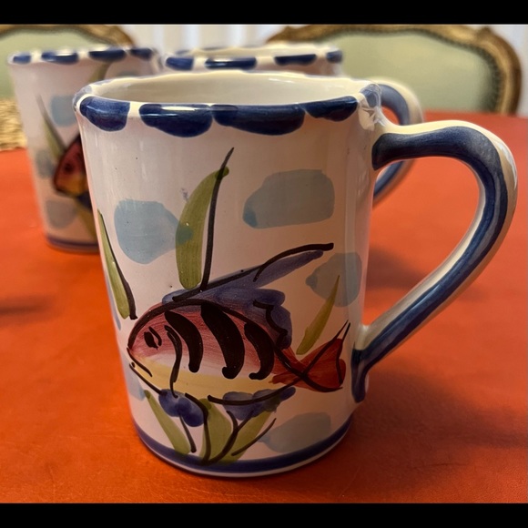 4 handmade vintage mugs Italian VIETRI pottery I still drink coffee from them! - Picture 3 of 8